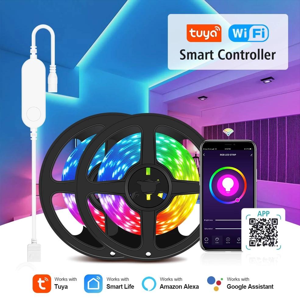 Tuya WiFi RGB LED Strip Light 5 Meter (Remote Controller, App, Voice  Command by Alexa / Google)